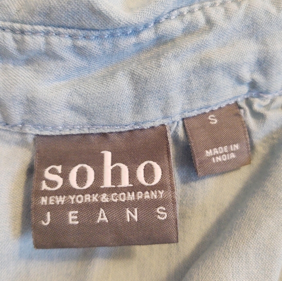 Soho Soft Chambray Baby Blue Shirt Front Tie - Picture 6 of 7